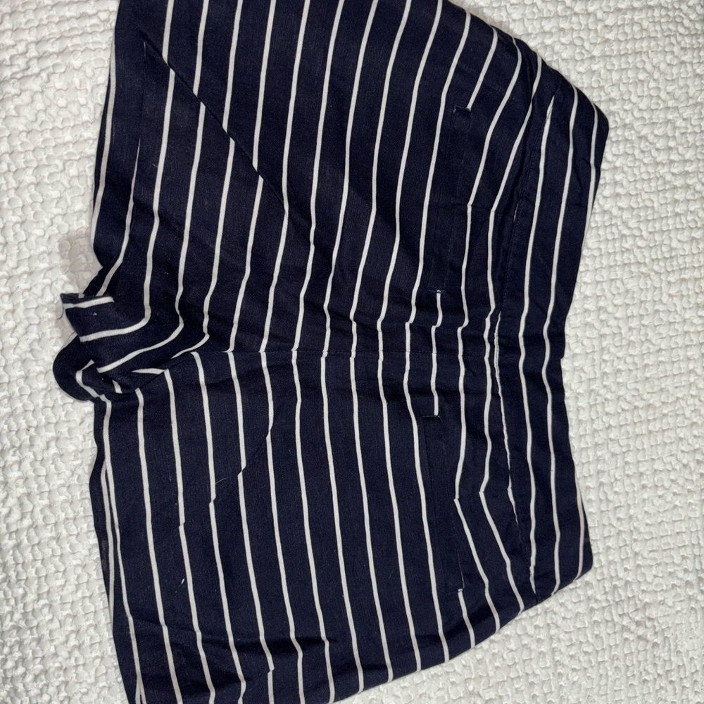 Navy Blue and White Striped Shorts